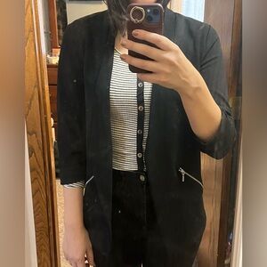 Women's Black Blazer with Zipper Pockets